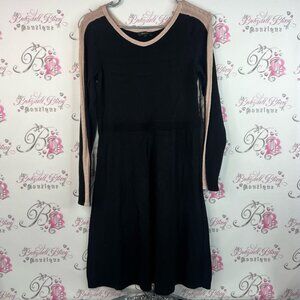 RW&CO. Dress Black and Pink cream Long Sleeve Dress stretchy mock neck